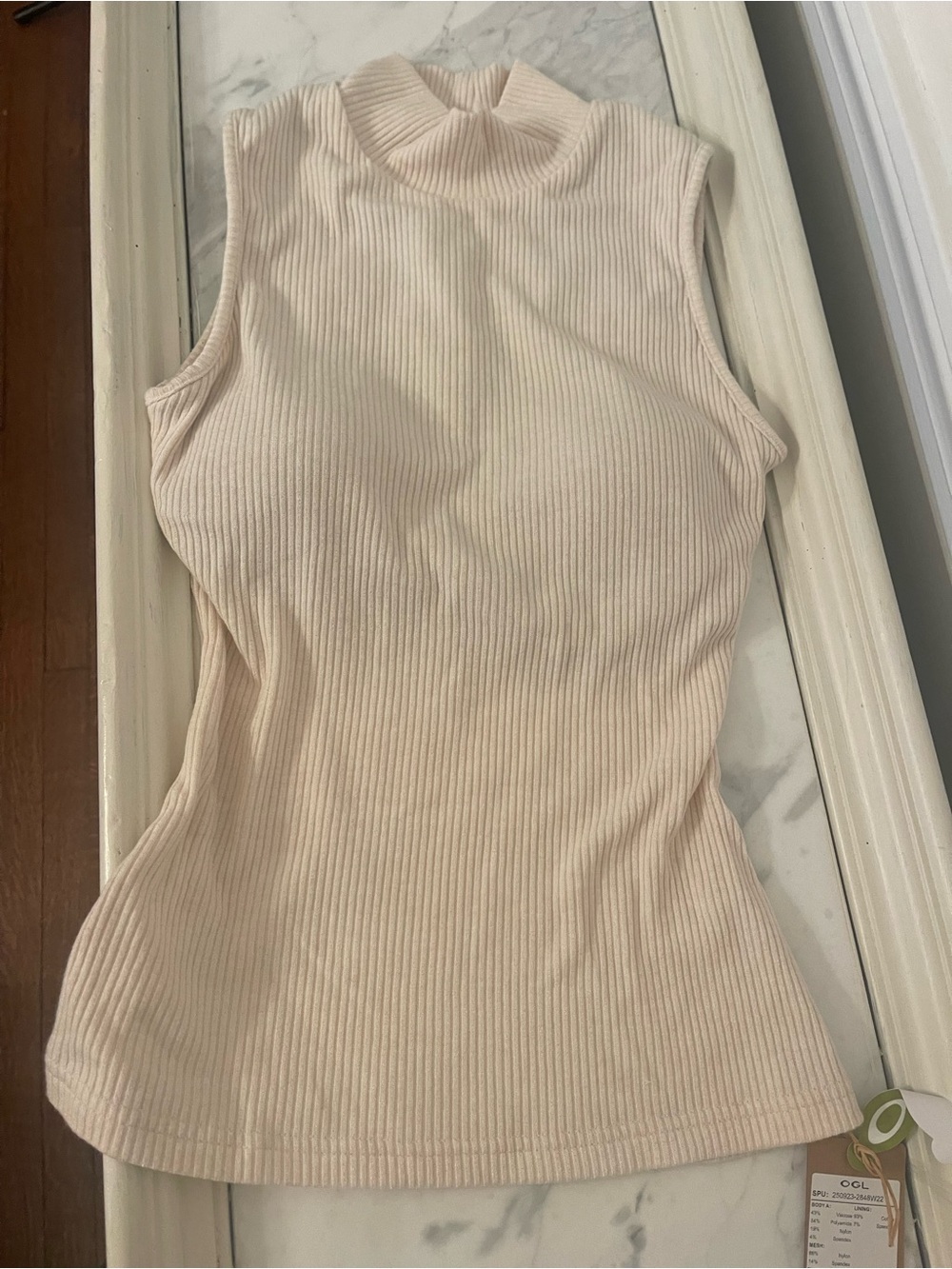 OGL Ribbed Mock Neck Tank - Cream